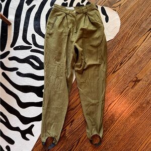 Vintage 80s Olive Green Riding Pants with Stirrups